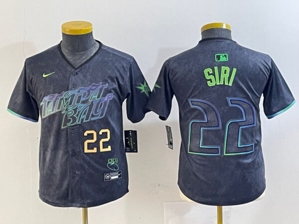 Youth Tampa Bay Rays #22 Jose Siri Charcoal 2024 City Connect Limited Stitched Baseball Jerseys