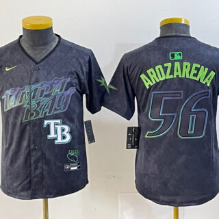 Youth Tampa Bay Rays #56 Randy Arozarena Charcoal 2024 City Connect Limited Stitched Baseball Jersey