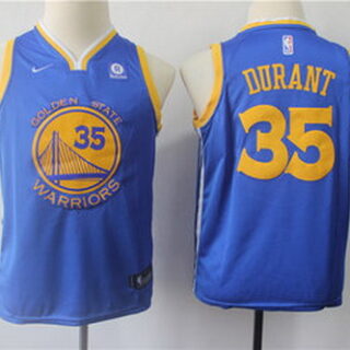 Youth Warriors 35 Kevin Durant Blue Youth Nike Swingman Jersey