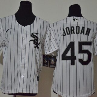 Youth White Sox 45 Michael Jordan White Youth 2020 Nike Cool Base Jersey