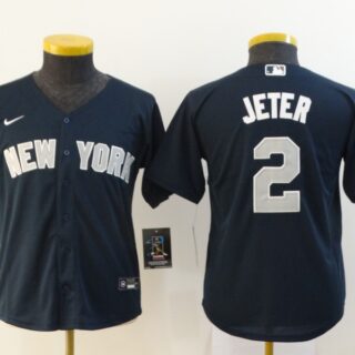 Youth Yankees 2 Derek Jeter Navy Youth 2020 Nike Cool Base Jersey