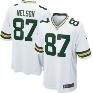 Youth Jordy Nelson #87 Green Bay Packers Game Football White Jersey