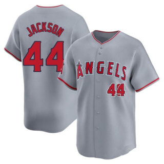 Youth Los Angeles #44 Angels Reggie Jackson Gray Away Jersey Limited
