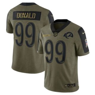 Men's #99 Aaron Donald Los Angeles Rams Olive 2021 Salute To Service Limited Jersey
