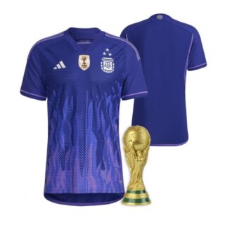 Men's Argentina National Team Purple Away 3 Stars 2022 World Cup Champions Jersey