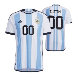 Men's Custom Argentina National Team White Home Soccer Jersey 2022-23