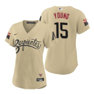 Women Arizona Diamondbacks #15 Andrew Young Serpientes City Connect Jersey Gold - Stitched