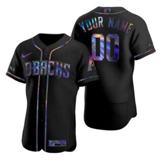 Men's Custom Arizona Diamondbacks Flex Base Jersey Black Holographic