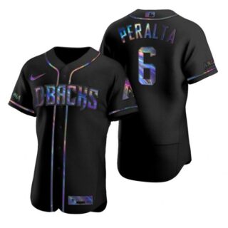 Men's David Peralta Arizona Diamondbacks Flex Base Jersey Black Holographic