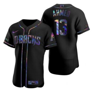 Men's Nick Ahmed Arizona Diamondbacks Flex Base Jersey Black Holographic