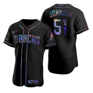 Men's Randy Johnson Arizona Diamondbacks Flex Base Jersey Black Holographic
