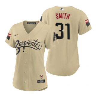 Women Arizona Diamondbacks #31 Caleb Smith Serpientes City Connect Jersey Gold - Stitched