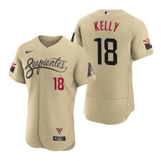 Men's Arizona Diamondbacks #18 Carson Kelly Serpientes City Connect Jersey Gold - Stitched