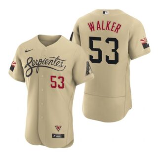 Men's Arizona Diamondbacks #53 Christian Walker Serpientes City Connect Jersey Gold - Stitched