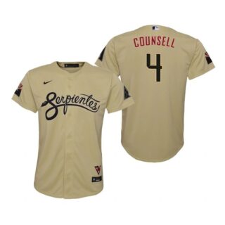 Youth Arizona Diamondbacks #4 Craig Counsell Serpientes City Connect Jersey Gold - Stitched