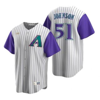 Men's Randy Johnson Arizona Diamondbacks Cool Base Jersey Cream Purple