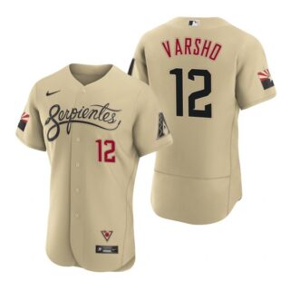 Men's Arizona Diamondbacks #12 Daulton Varsho Serpientes City Connect Jersey Gold - Stitched