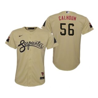 Youth Arizona Diamondbacks #56 Kole Calhoun Serpientes City Connect Jersey Gold - Stitched
