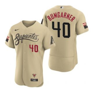 Men's Arizona Diamondbacks #40 Madison Bumgarner Serpientes City Connect Jersey Gold - Stitched