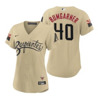 Women Arizona Diamondbacks #40 Madison Bumgarner Serpientes City Connect Jersey Gold - Stitched