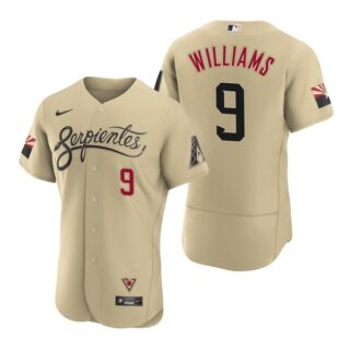 Men's Arizona Diamondbacks #9 Matt Williams Serpientes City Connect Jersey Gold - Stitched