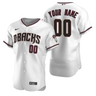 Men's Custom Arizona Diamondbacks Flex Base Jersey White Crimson