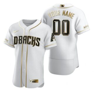 Men's Custom Arizona Diamondbacks Flex Base Jersey White Golden