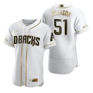 Men's Randy Johnson Arizona Diamondbacks Flex Base Jersey White Golden