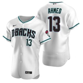 Men's Nick Ahmed Arizona Diamondbacks Flex Base Jersey White Teal