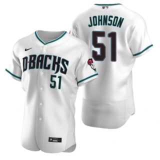 Men's Randy Johnson Arizona Diamondbacks Flex Base Jersey White Teal