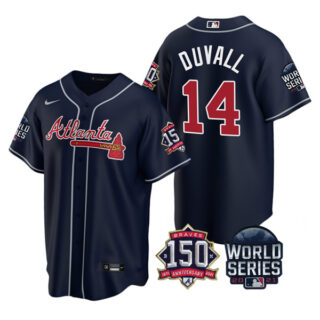 Youth Atlanta Braves Adam Duvall 2021 World Series Stitched Jersey Cool Base Navy