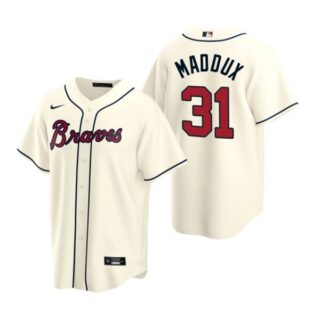 Men's Greg Maddux Atlanta Braves Cool Base Jersey Cream