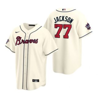 Men's Luke Jackson Atlanta Braves Cool Base All Star Jersey Cream