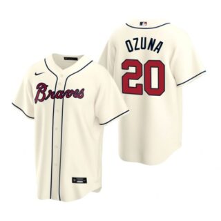 Men's #20 Marcell Ozuna Atlanta Braves Cool Base Jersey Cream
