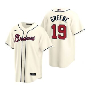 Men's #19 Shane Greene Atlanta Braves Cool Base Jersey Cream