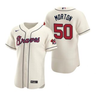 Men's #50 Charlie Morton Atlanta Braves Flex Base Jersey Cream