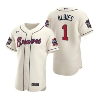 Men's Ozzie Albies Atlanta Braves Flex Base All Star Jersey Cream