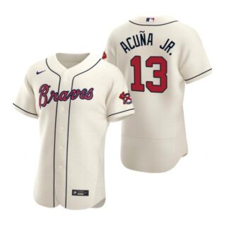 Men's Ronald Acuna Jr. Atlanta Braves Flex Base Jersey Cream