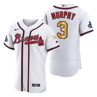 Men's Atlanta Braves Dale Murphy 2022 White Gold Program 4-Time World Series Champions Jersey