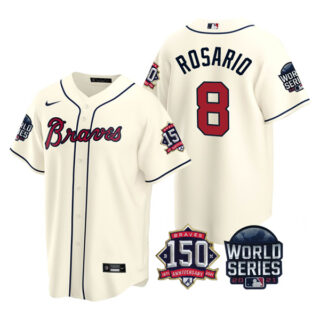 Youth Atlanta Braves Eddie Rosario 2021 World Series Stitched Jersey Cool Base Cream