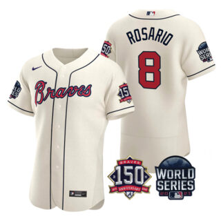 Men's Atlanta Braves Eddie Rosario 2021 World Series Stitched Jersey Flex Base Cream