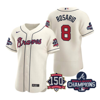 Men's Atlanta Braves Eddie Rosario 2021 World Series Champions Stitched Jersey Flex Base Cream