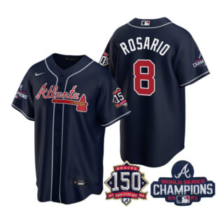Youth Atlanta Braves Eddie Rosario 2021 World Series Champions Stitched Jersey Cool Base Navy
