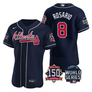 Men's Atlanta Braves Eddie Rosario 2021 World Series Stitched Jersey Flex Base Navy