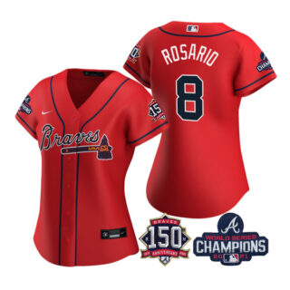Women's Atlanta Braves Eddie Rosario 2021 World Series Champions Stitched Jersey Red