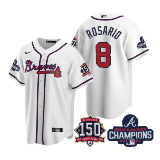 Youth Atlanta Braves Eddie Rosario 2021 World Series Champions Stitched Jersey Cool Base White Home