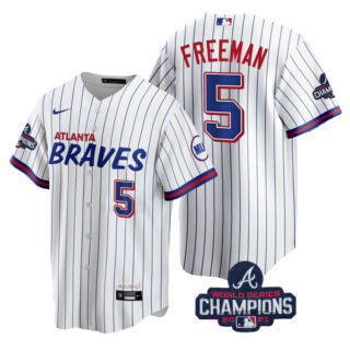 Men's Freddie Freeman Atlanta Braves 2021 World Series Champions White City Jersey