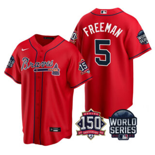Youth Atlanta Braves Freddie Freeman 2021 World Series Stitched Jersey Cool Base Red