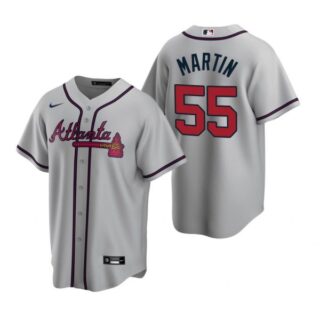 Men's #55 Chris Martin Atlanta Braves Cool Base Jersey Gray