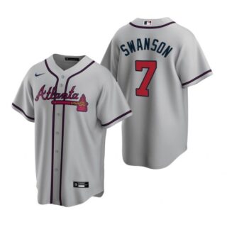 Men's #7 Dansby Swanson Atlanta Braves Cool Base Jersey Gray